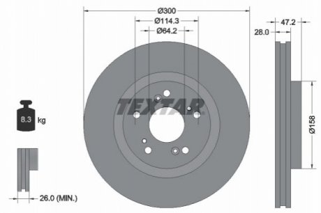 Гальмівний диск TEXTAR 92284603 (фото 1)