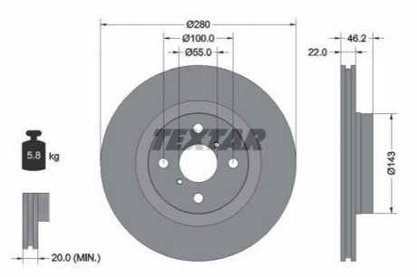 Передній гальмівний диск TEXTAR 92287603