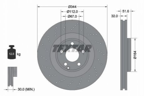 Передній гальмівний диск TEXTAR 92289905 (фото 1)