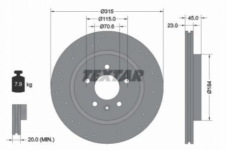 Тормозной диск задний opel astra j 12-gtc TEXTAR 92290003