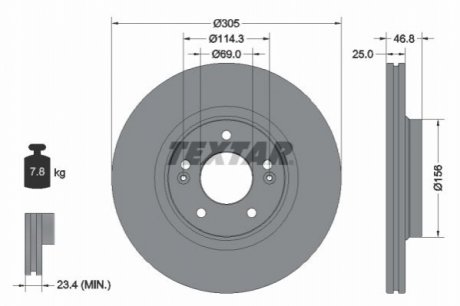 Тормозной диск (передний) hyundai tucson/ i30/ kia ceed/sportage 15- (305x25) pro TEXTAR 92292203 (фото 1)