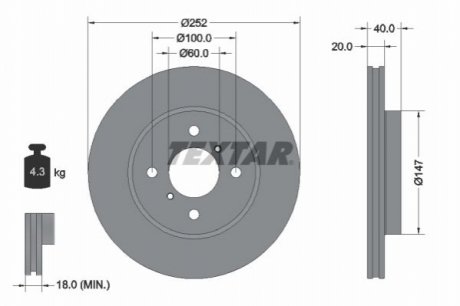 Тормозной диск suzuki swift 10- TEXTAR 92292903 (фото 1)