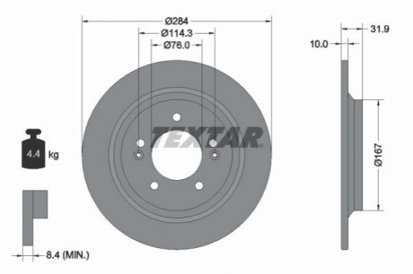 Задний тормозной диск TEXTAR 92293103 (фото 1)