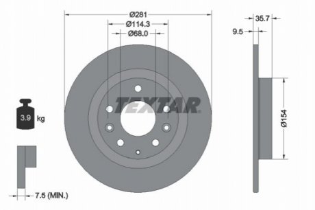 Тормозные диски TEXTAR 92293703 (фото 1)