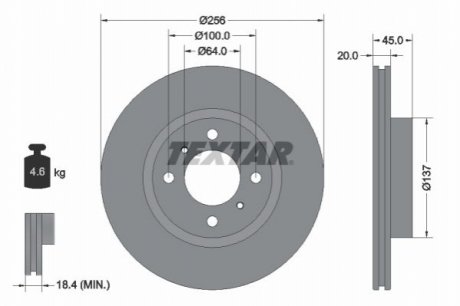 Передний тормозной диск TEXTAR 92294403