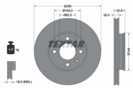 Передній гальмівний диск TEXTAR 92295403