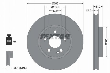 Передний тормозной диск TEXTAR 92296705 (фото 1)
