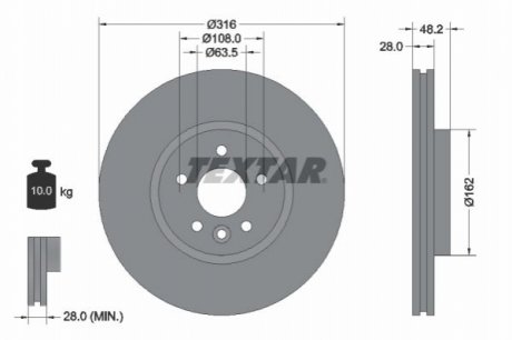 Передний тормозной диск TEXTAR 92300605 (фото 1)