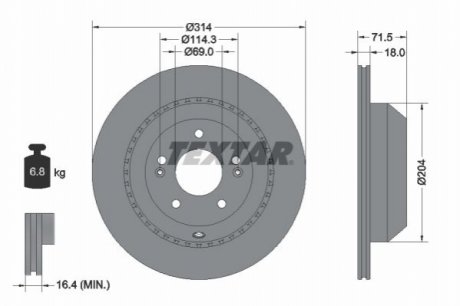 Гальмівний диск TEXTAR 92300803 (фото 1)