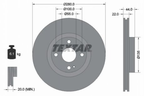 Передній гальмівний диск TEXTAR 92301503 (фото 1)