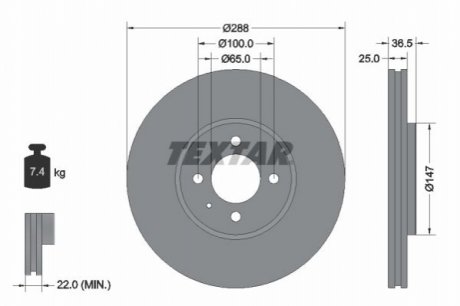 Передний тормозной диск TEXTAR 92302303