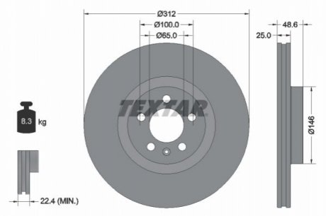 Передний тормозной диск TEXTAR 92303303 (фото 1)