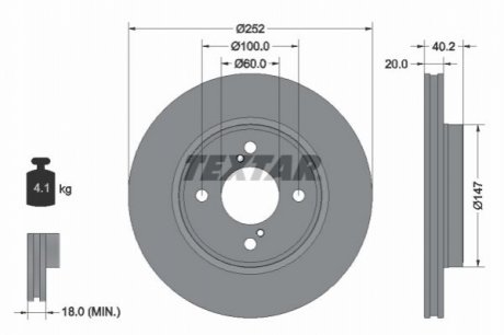 Передний тормозной диск TEXTAR 92303703 (фото 1)