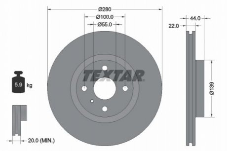 Передний тормозной диск TEXTAR 92304205 (фото 1)
