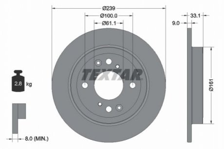 Задний тормозной диск TEXTAR 92304403 (фото 1)
