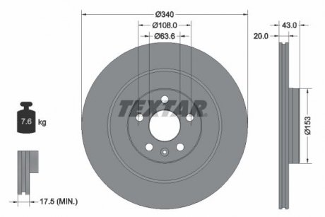Гальмівний диск TEXTAR 92304503 (фото 1)