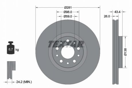 Передний тормозной диск TEXTAR 92304803