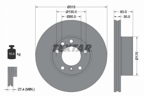 Тормозной диск TEXTAR 92304905 (фото 1)