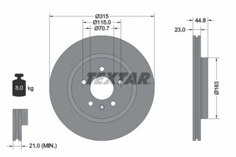 Задній гальмівний диск TEXTAR 92305603 (фото 1)