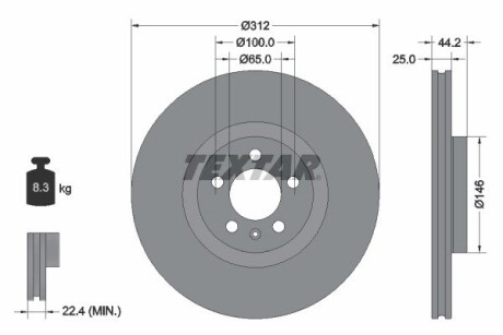 Передний тормозной диск TEXTAR 92306405