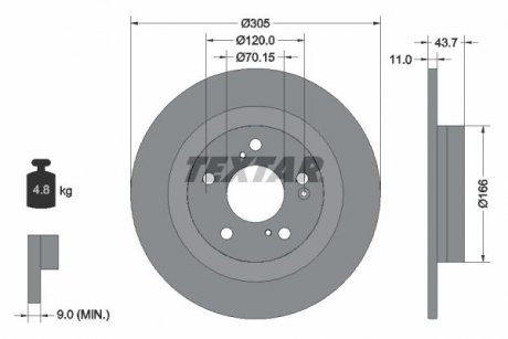 Задний тормозной диск TEXTAR 92308403 (фото 1)