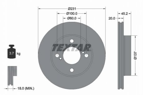 Передний тормозной диск TEXTAR 92309403