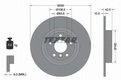 Задній гальмівний диск TEXTAR 92309505