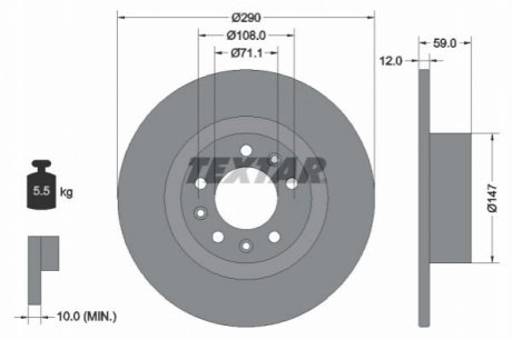 Задній гальмівний диск TEXTAR 92313603