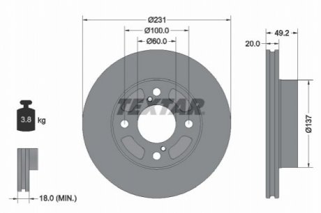 Передний тормозной диск TEXTAR 92314003
