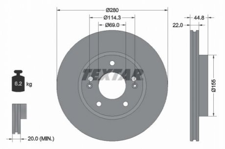Передний тормозной диск TEXTAR 92314703