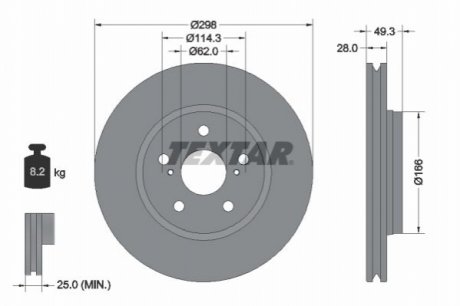 Тормозной диск (передний) Toyota c-hr 16- (298x28) pro TEXTAR 92315703 (фото 1)