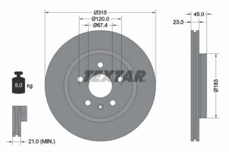 Задний тормозной диск TEXTAR 92315803 (фото 1)