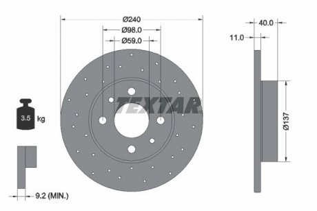 Задний тормозной диск TEXTAR 92316003 (фото 1)