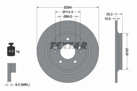 Задний тормозной диск TEXTAR 92316303
