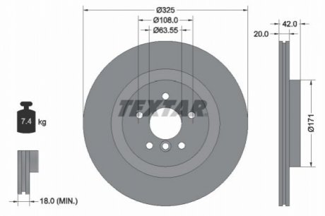 Задній гальмівний диск TEXTAR 92318105