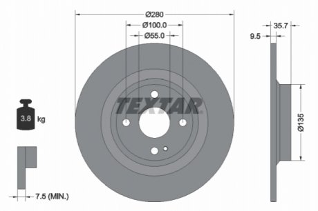 Задний тормозной диск TEXTAR 92320003 (фото 1)
