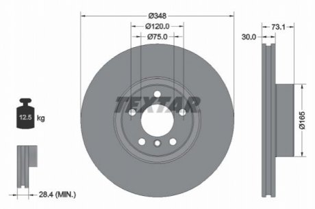 Тормозной диск передний справа TEXTAR 92320505
