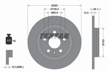 Задний тормозной диск TEXTAR 92323803 (фото 1)