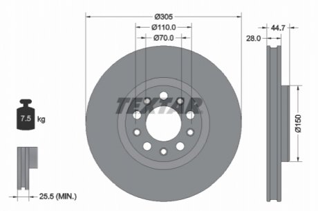 Передній гальмівний диск TEXTAR 92326305