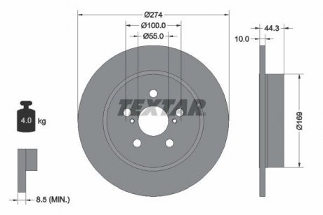 Задний тормозной диск TEXTAR 92333703 (фото 1)