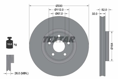 Передний тормозной диск TEXTAR 92334903