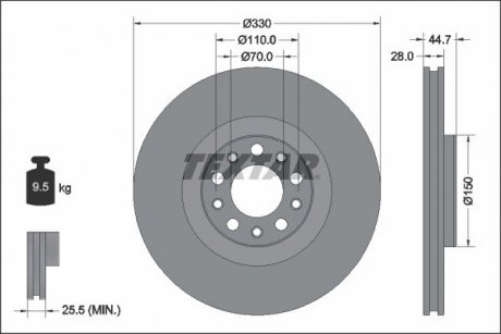 Передній гальмівний диск TEXTAR 92337905 (фото 1)