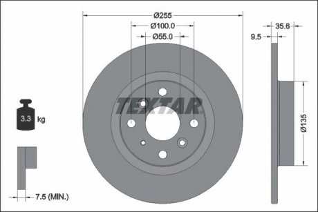 Задний тормозной диск TEXTAR 92338203