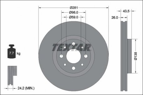 Передний тормозной диск TEXTAR 92344703