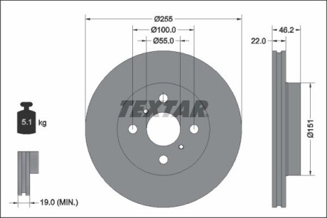 Передний тормозной диск TEXTAR 92344803