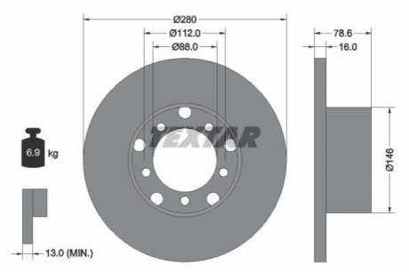 Передний тормозной диск TEXTAR 93012400 (фото 1)