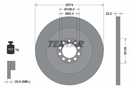 Передний тормозной диск TEXTAR 93015500