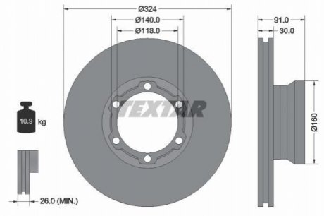 Передний тормозной диск TEXTAR 93087600 (фото 1)