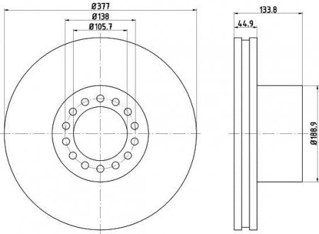 Диск тормозной (передний) MB аtеgo 98- (377x44.9) TEXTAR 93101400 (фото 1)