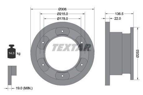 Задній гальмівний диск TEXTAR 93127300